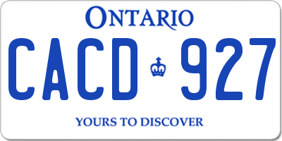 ON license plate CACD927