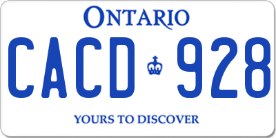 ON license plate CACD928