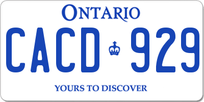 ON license plate CACD929