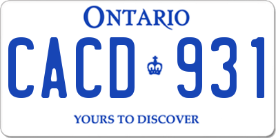 ON license plate CACD931
