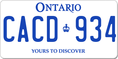 ON license plate CACD934