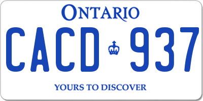 ON license plate CACD937