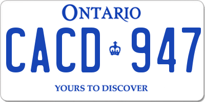 ON license plate CACD947