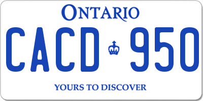 ON license plate CACD950