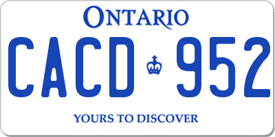 ON license plate CACD952