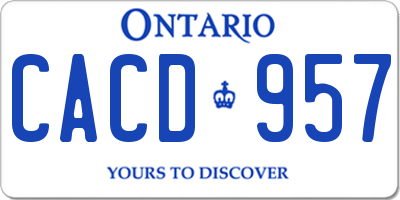 ON license plate CACD957