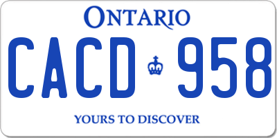 ON license plate CACD958