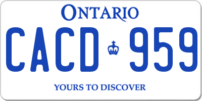 ON license plate CACD959