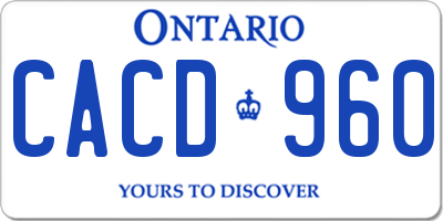 ON license plate CACD960