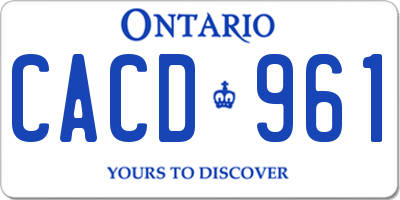 ON license plate CACD961