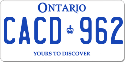 ON license plate CACD962