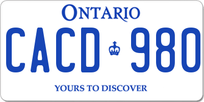 ON license plate CACD980