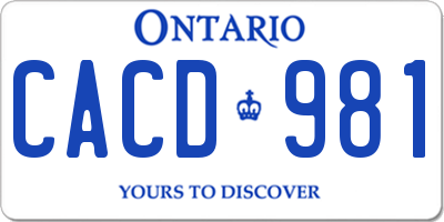 ON license plate CACD981