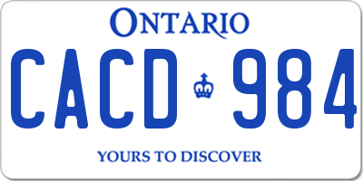 ON license plate CACD984