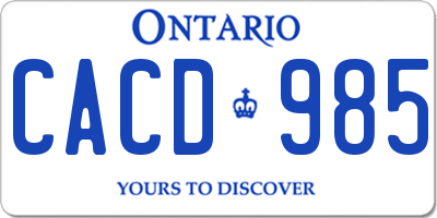 ON license plate CACD985