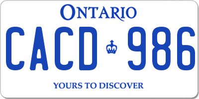 ON license plate CACD986