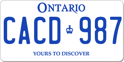 ON license plate CACD987