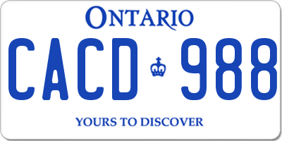 ON license plate CACD988