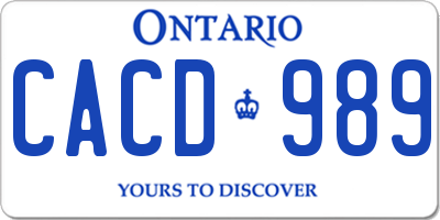 ON license plate CACD989