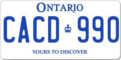 ON license plate CACD990