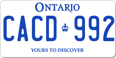 ON license plate CACD992