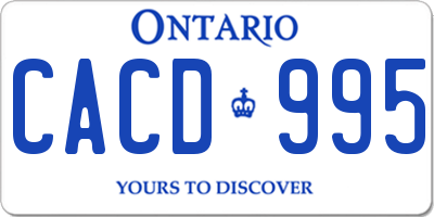 ON license plate CACD995