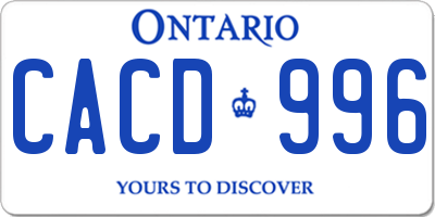 ON license plate CACD996