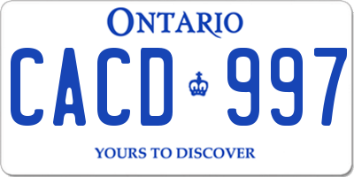 ON license plate CACD997