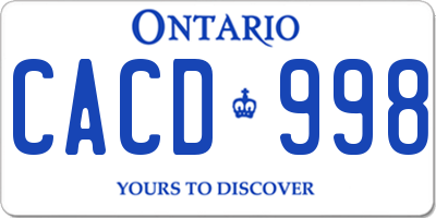 ON license plate CACD998