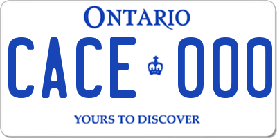 ON license plate CACE000