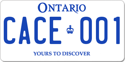 ON license plate CACE001