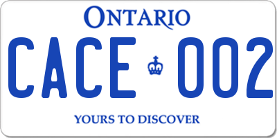 ON license plate CACE002