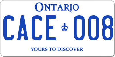 ON license plate CACE008