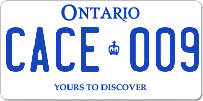 ON license plate CACE009