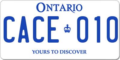 ON license plate CACE010