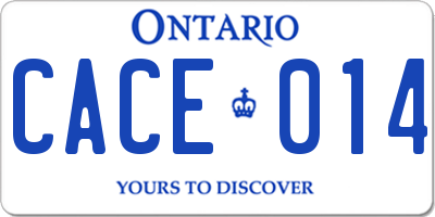 ON license plate CACE014