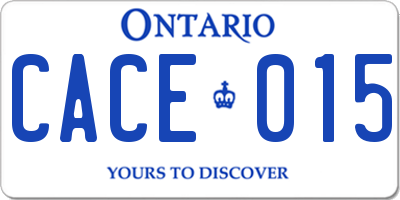 ON license plate CACE015