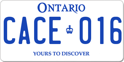 ON license plate CACE016