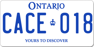 ON license plate CACE018