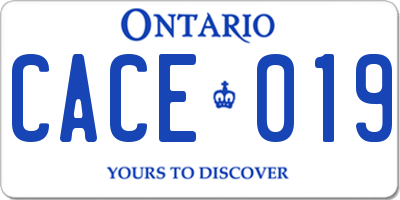 ON license plate CACE019