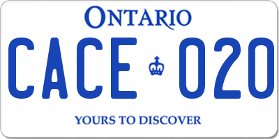 ON license plate CACE020