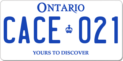 ON license plate CACE021