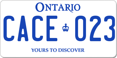 ON license plate CACE023