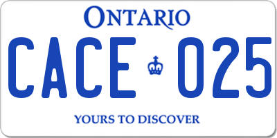 ON license plate CACE025