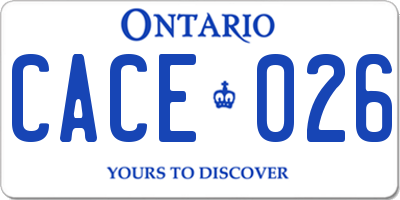 ON license plate CACE026