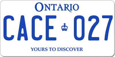 ON license plate CACE027