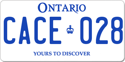 ON license plate CACE028