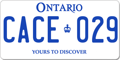 ON license plate CACE029