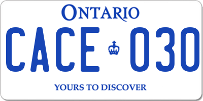 ON license plate CACE030