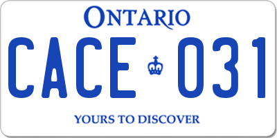 ON license plate CACE031